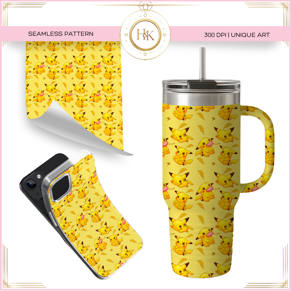 Pikachu Seamless Pattern | Pokemon | PNG