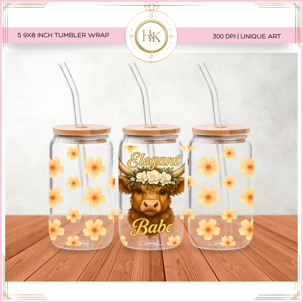 Elegant Highland cow Libbey Wrap 16oz