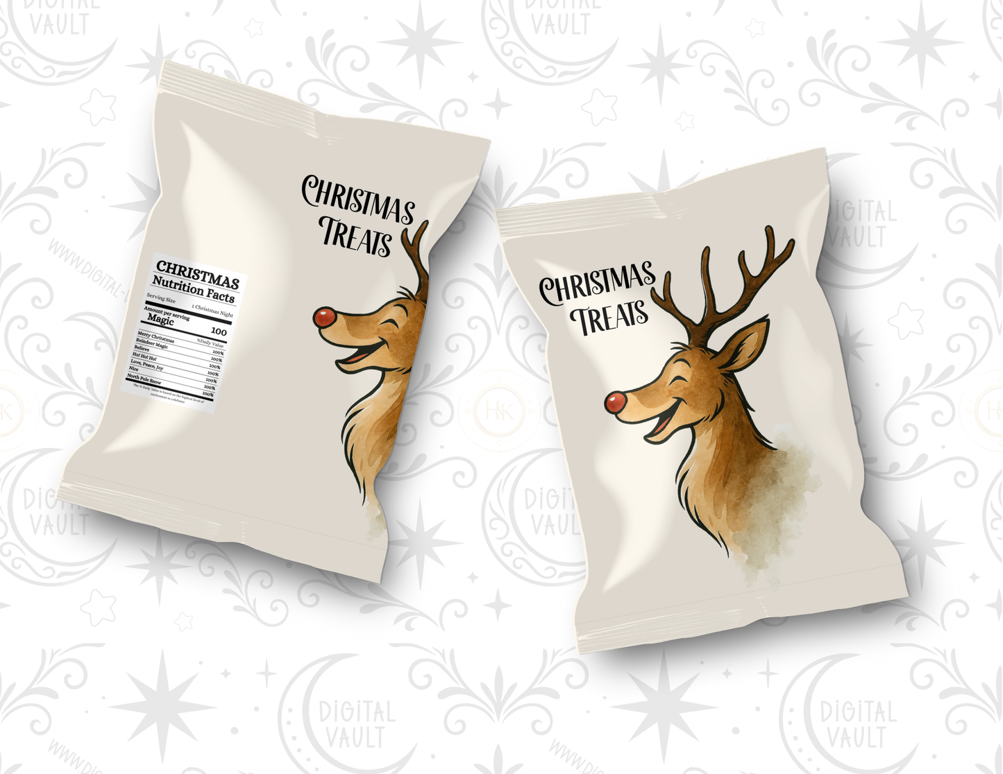 Reindeer treat bag / crisp bag printable