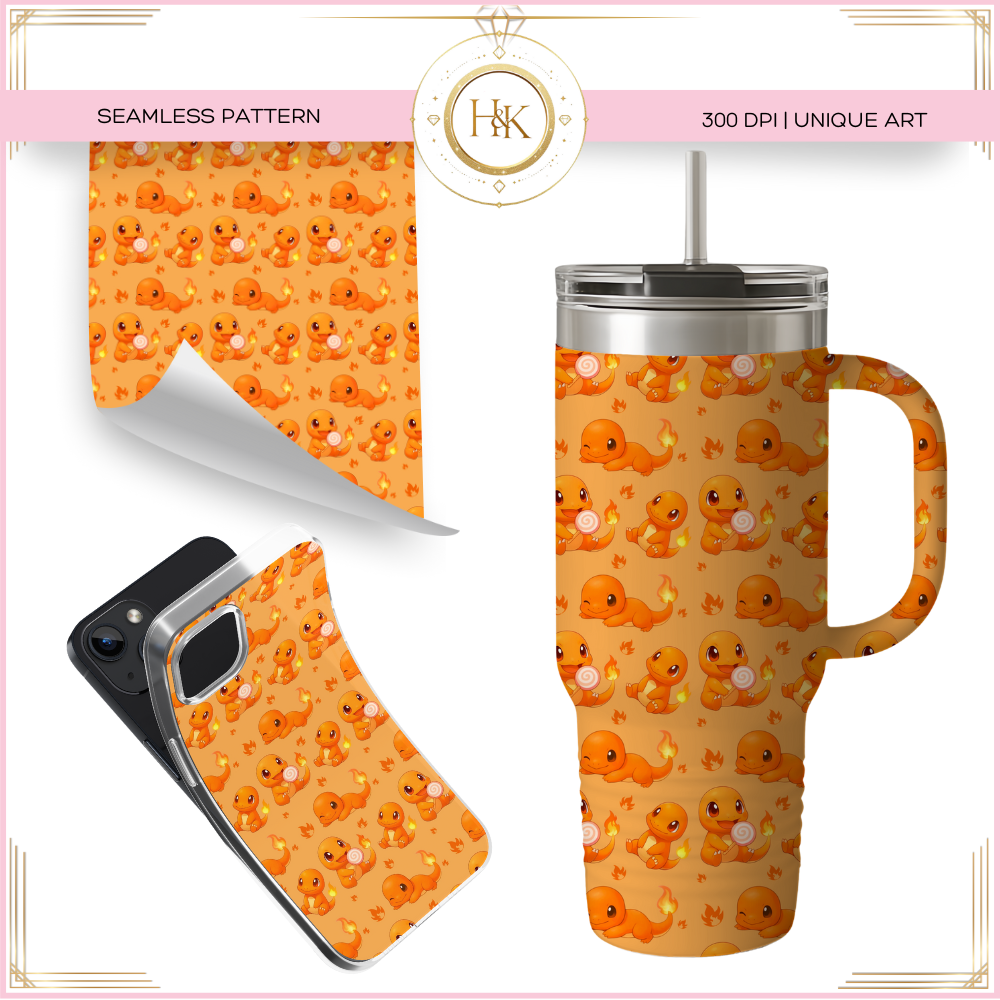 Charmander Seamless Pattern | Pokemon | PNG