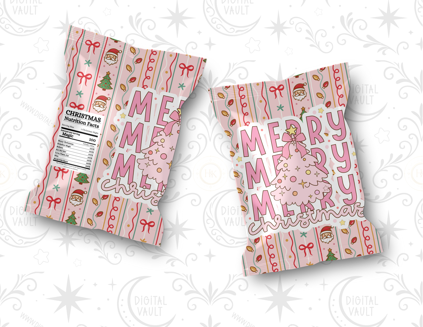 Pink xmas treat bag / crisp bag printable