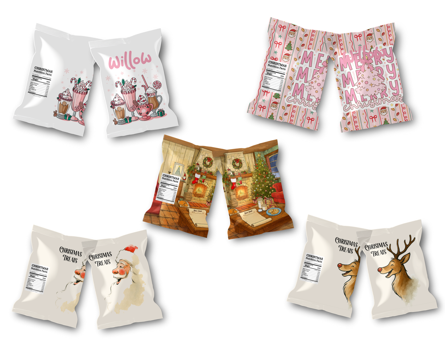 Christmas Treat bag / crisp bag printable * 5 piece*