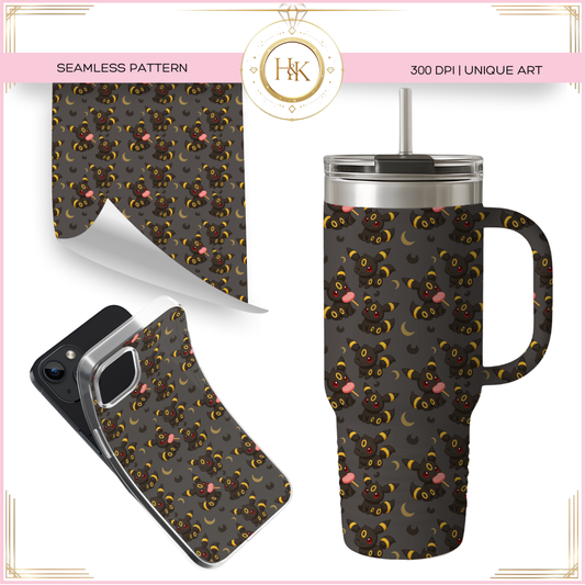 Umbreon - Eeveelution Seamless Pattern | Pokemon | PNG