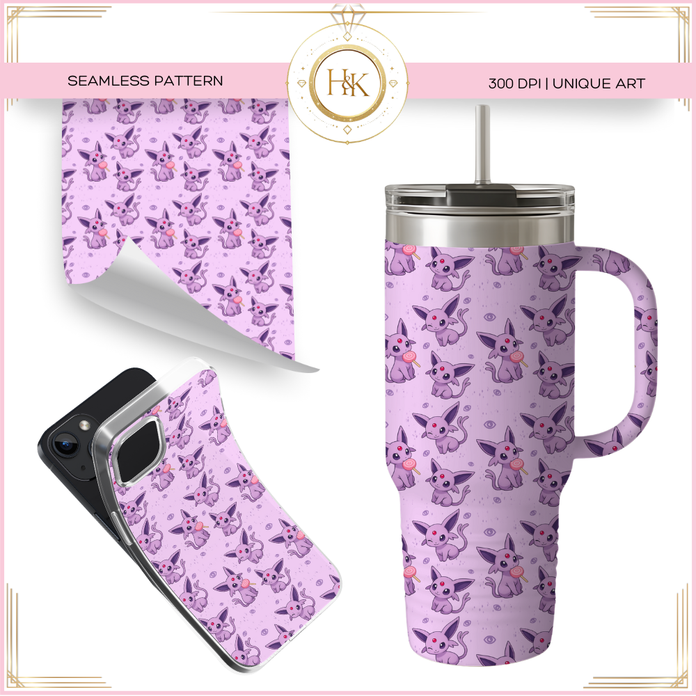 Espeon - Eeveelution Seamless Pattern | Pokemon | PNG