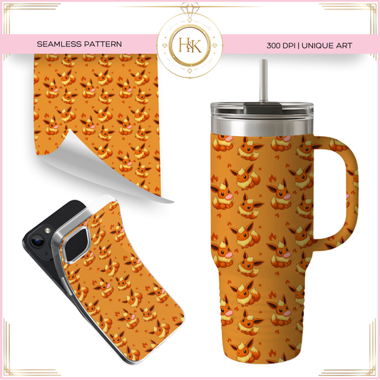 Flareon - Eeveelution Seamless Pattern | Pokemon | PNG