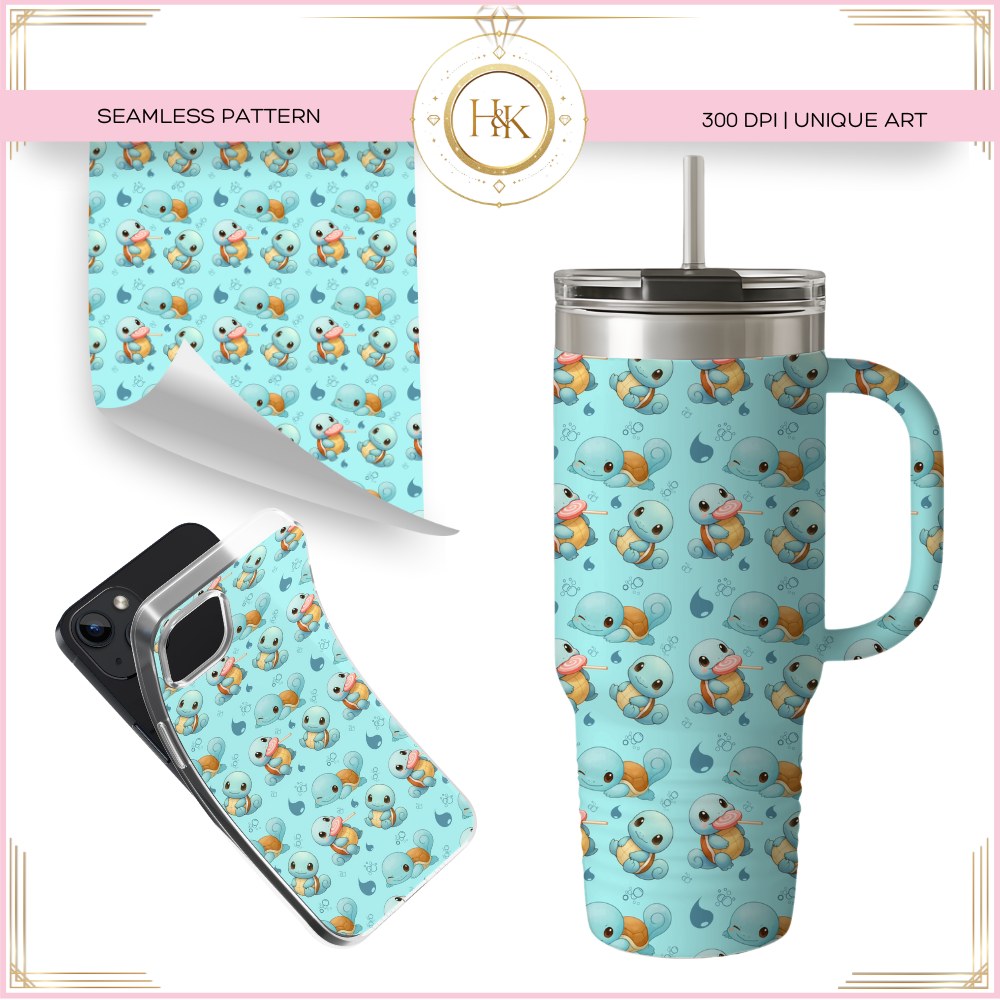 Squirtle Seamless Pattern | Pokemon | PNG