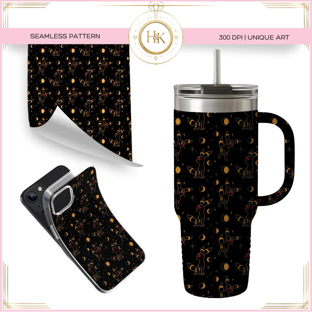 Umbreon Moon - Eeveelution Seamless Pattern | Pokemon | PNG