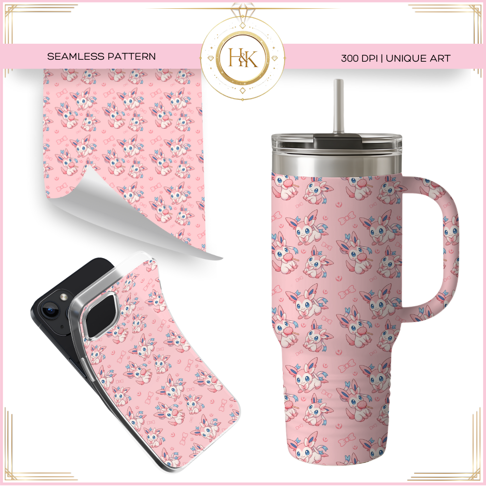 Sylveon - Eeveelution Seamless Pattern | Pokemon | PNG