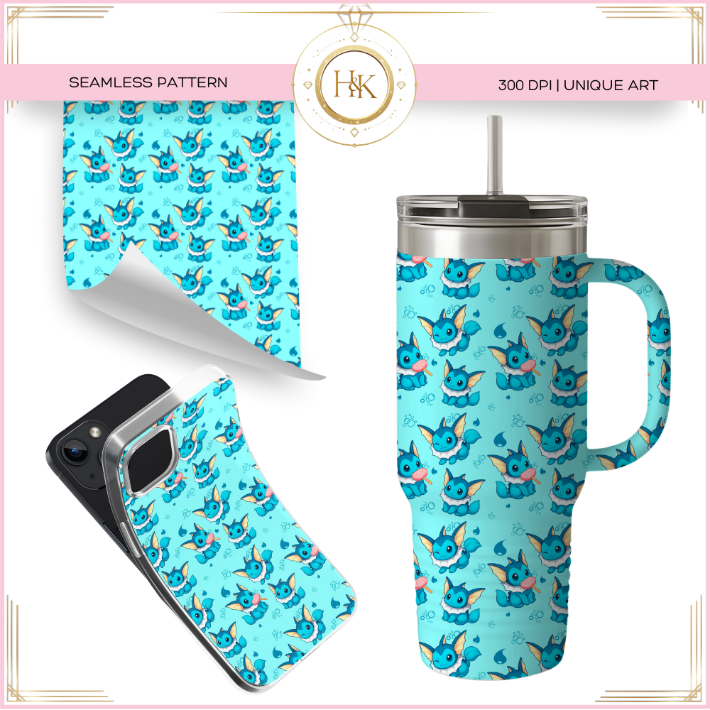 Vaporeon - Eeveelution Seamless Pattern | Pokemon | PNG