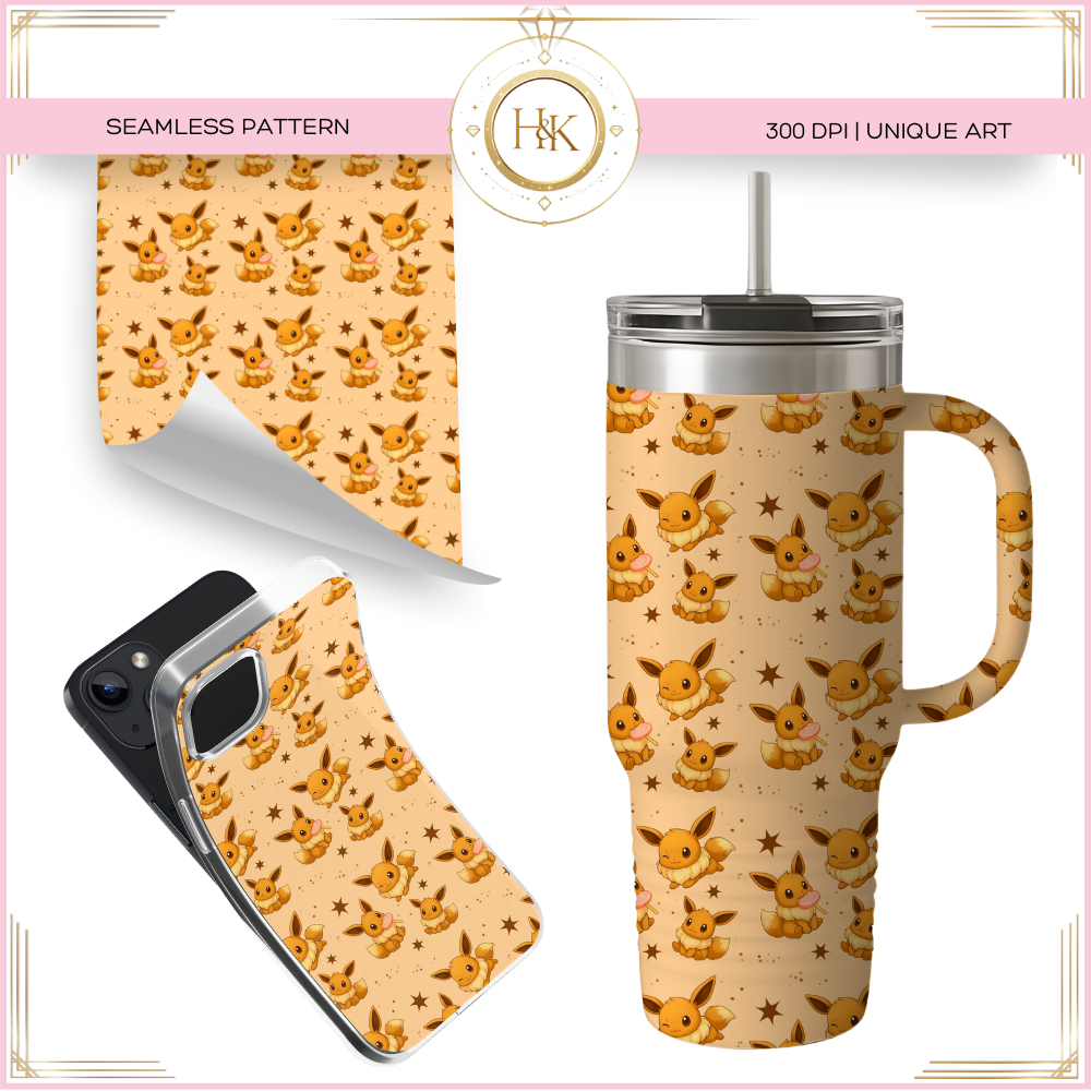 Eevee - Eeveelution Seamless Pattern | Pokemon | PNG