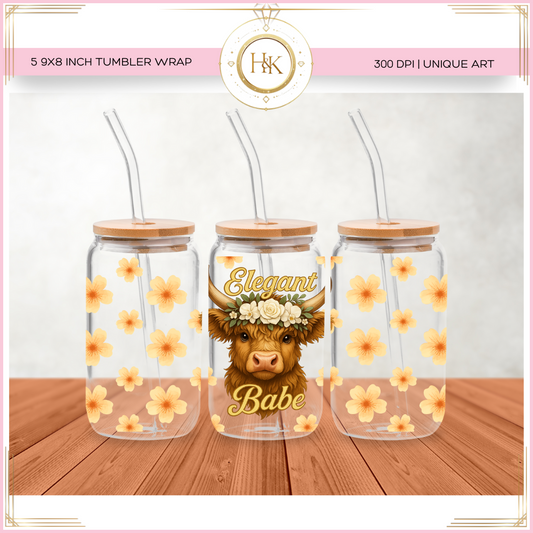 Elegant Highland cow Libbey Wrap 16oz