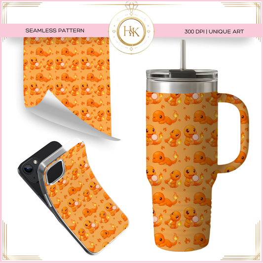 Charmander Seamless Pattern | Pokemon | PNG