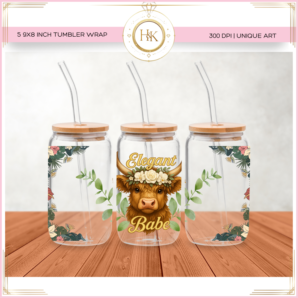 Elegant Highland cow Libbey Wrap 16oz