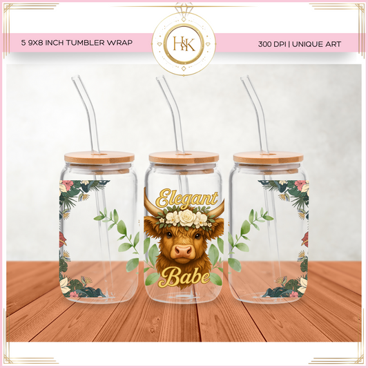 Elegant Highland cow Libbey Wrap 16oz