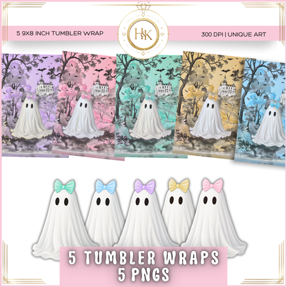 Charm ghosts Tumbler Wraps x5