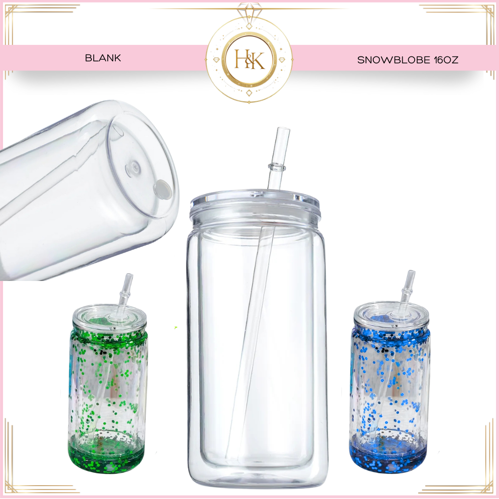 16oz pre drilled double wall snow globe tumbler * 25 piece *