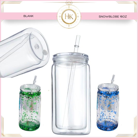 16oz pre drilled double wall snow globe tumbler * 25 piece *