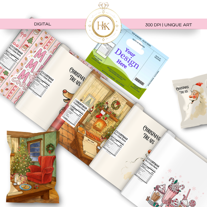 Christmas Treat bag / crisp bag printable * 5 piece*