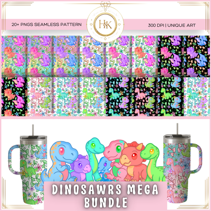 Dinosaur Rexi & Cera Bundle | Seamless Digital Paper